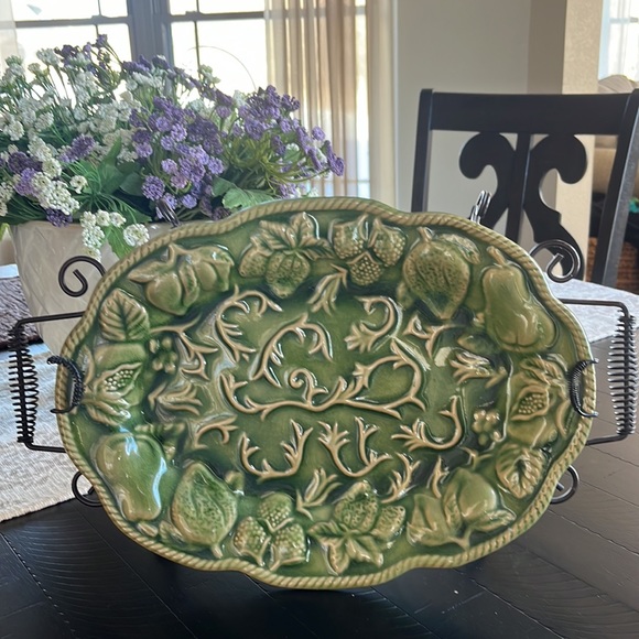 Art Vintage Embossed Art Pottery Plate On Stand Poshmark